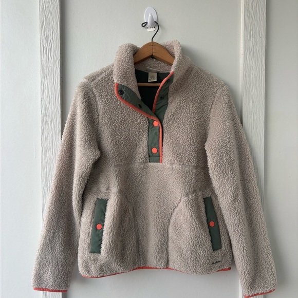 LL Bean Sherpa Fleece Pullover Jacket  in Soapstone  Size Small - Picture 7 of 7